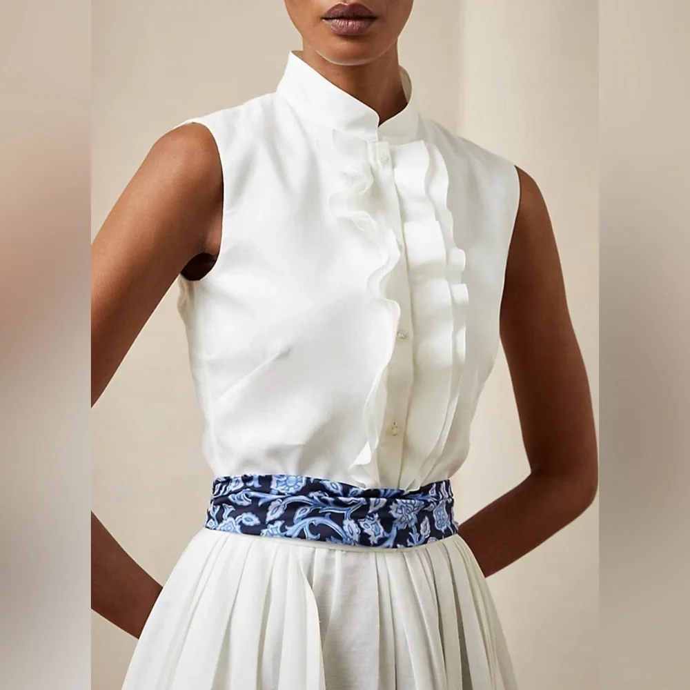 Ralph Lauren Collection Roald Pleated Linen Sleeveless Day Dress NWT - Picture 3 of 12